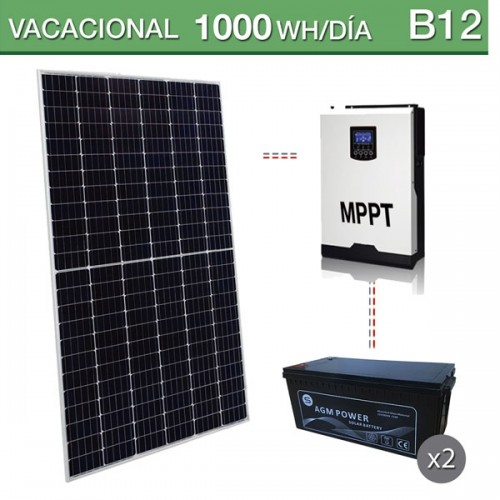 Kit Solar Fotovoltaico Aislada 1000W 12V 3000Whdia – Paneles